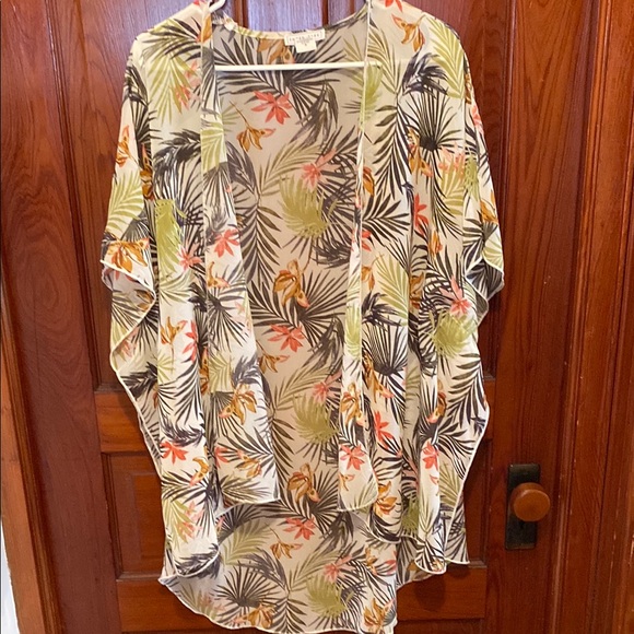 Emory Park Tropical Print Swim Coverup - Green, Orange, Black - Picture 1 of 3